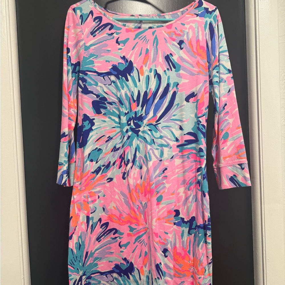 Lilly Pulitzer Pink and Blue Floral Long Sleeve Dress